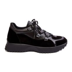 Skórzane Buty Sportowe Damskie M01/2 Zazoo Czarne. Czarne buty sportowe na co dzień damskie bez wzorów, ze skóry. Za 508.41 zł.