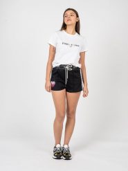 Pinko Szorty "Speciale" | 100962 A0T9 | Kobieta | Czarny. Czarne szorty damskie Pinko, z aplikacjami, z bawełny, eleganckie. W wyprzedaży za 229.00 zł.