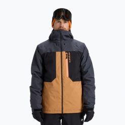 Kurtka snowboardowa męska Quiksilver Dawson. Czarne kurtki męskie Quiksilver, l, bez wzorów, z materiału, sportowe, bez kaptura. Za 769.99 zł.