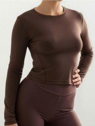 Bluzka sportowa Gym Hard - brązowy. Brązowe bluzki sportowe damskie Sinsay, l, bez kołnierzyka, bez ramiączek. Za 25.99 zł.