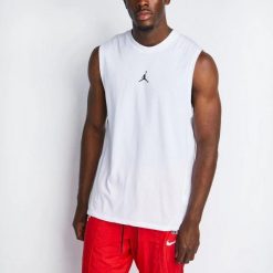 Tshirt Homme Tshirt Nike JUMPMAN SPRT SLVLS TOP Blanc Blanc. Białe topy damskie Nike, m, bez wzorów, bez kołnierzyka. Za 159.00 zł.