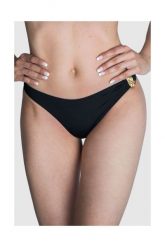 MOSCHINO SWIM Dół od bikini złote metalowe logo. Czarne bikini damskie MOSCHINO, bez wzorów. W wyprzedaży za 199.99 zł.