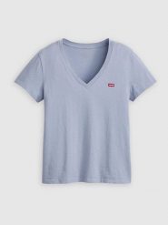 Levi's Koszulka w kolorze błękitnym rozmiar: M. Niebieskie bluzki damskie Levi's, m, bez wzorów, z bawełny, bez kołnierzyka, bez ramiączek. Za 61.31 zł.
