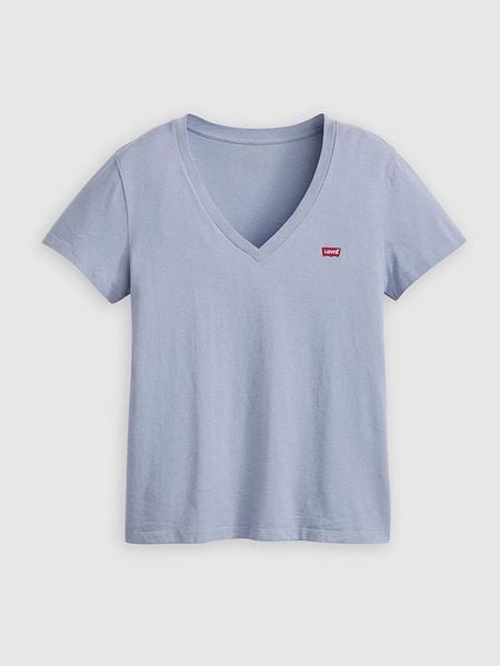Levi's Koszulka w kolorze błękitnym rozmiar: M. Niebieskie bluzki damskie Levi's, m, bez wzorów, z bawełny, bez kołnierzyka, bez ramiączek. Za 61.31 zł.