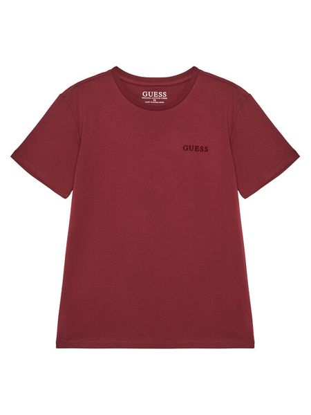 Guess T-Shirt L5YI39 K8HM4 Bordowy Regular Fit. Czerwone t-shirty chłopięce Guess, z aplikacjami, z bawełny, bez ramiączek. Za 69.99 zł.