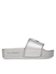 KARL LAGERFELD Klapki Kondo Maxi KL80819M Srebrny. Szare klapki damskie Karl Lagerfeld, bez wzorów, z tworzywa sztucznego, bez obcasa. Za 389.99 zł.
