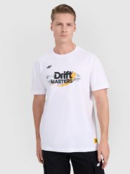 4F T-shirt regular z nadrukiem uniseks 4F x Drift Masters - biały 3XL. Białe t-shirty męskie 4f, m, bez wzorów, z bawełny, bez kołnierzyka. Za 119.99 zł.