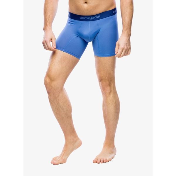 Bokserki termoaktywne Comfyballs Long Performance. Niebieskie bokserki męskie COMFYBALLS, bez wzorów. Za 125.99 zł.