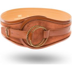 PASEK ELISABETTA FRANCHI. Brązowe paski damskie Elisabetta Franchi, bez wzorów, ze skóry, retro. Za 599.50 zł.