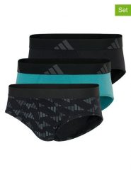 Adidas Slipy (3 par) w kolorze turkusowym i czarnym rozmiar: L. Czarne slipki męskie Adidas, bez wzorów. Za 87.81 zł.
