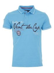 Peak Mountain Koszulka polo w kolorze błękitnym rozmiar: M. Niebieskie koszulki polo męskie Peak Mountain, m, z aplikacjami, z bawełny, bez ramiączek. Za 100.99 zł.