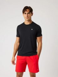 Bjorn_borg ACE MESH PANEL T-SHIRT z recyklingowanego poliestru. Czarne t-shirty męskie Björn Borg, m, bez wzorów, z meshu, bez kołnierzyka. Za 247.00 zł.