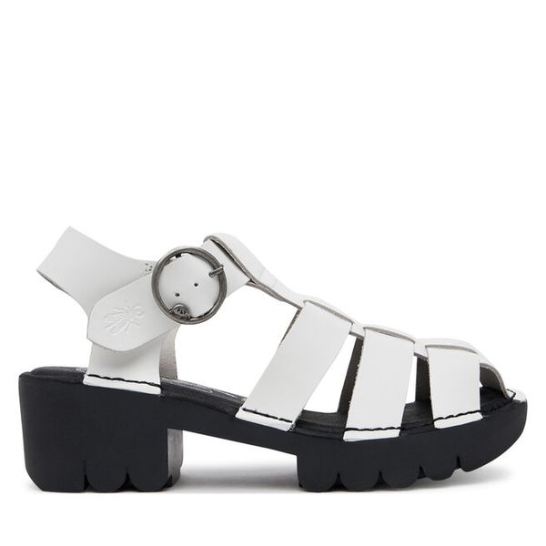 Sandały Fly London. Czarne sandały damskie Fly London, bez wzorów, bez obcasa, na słupku. Za 589.99 zł.