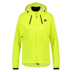 Damska kurtka rowerowa przeciwdeszczowa Commuter Hi-vis żółta. Żółte kurtki damskie Agu, l, bez wzorów, z materiału, z kapturem. Za 621.25 zł.