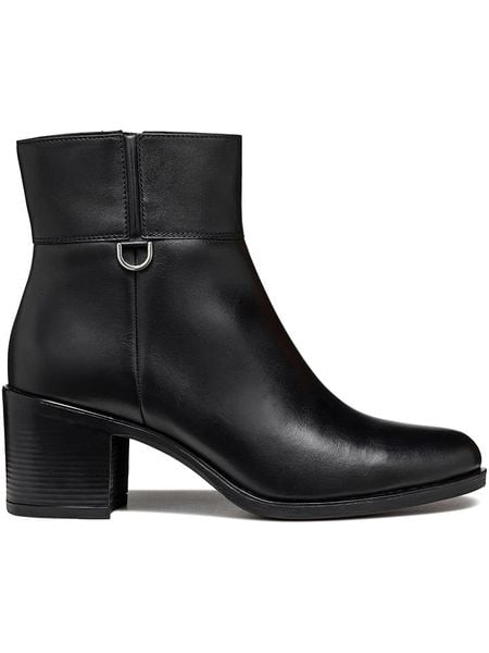 Geox Skórzane botki "New Ashell" w kolorze czarnym rozmiar: 40. Czarne botki damskie Geox, eleganckie, bez obcasa, bez zapięcia. Za 270.39 zł.