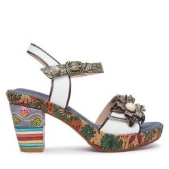 Sandały Laura Vita. Szare sandały damskie Laura Vita, bez wzorów, bez obcasa, na słupku. Za 439.99 zł.