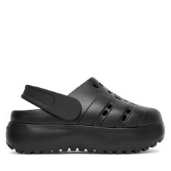 Sandały adidas. Czarne sandały damskie Adidas, bez wzorów, bez obcasa, na płaskiej podeszwie. Za 149.99 zł.