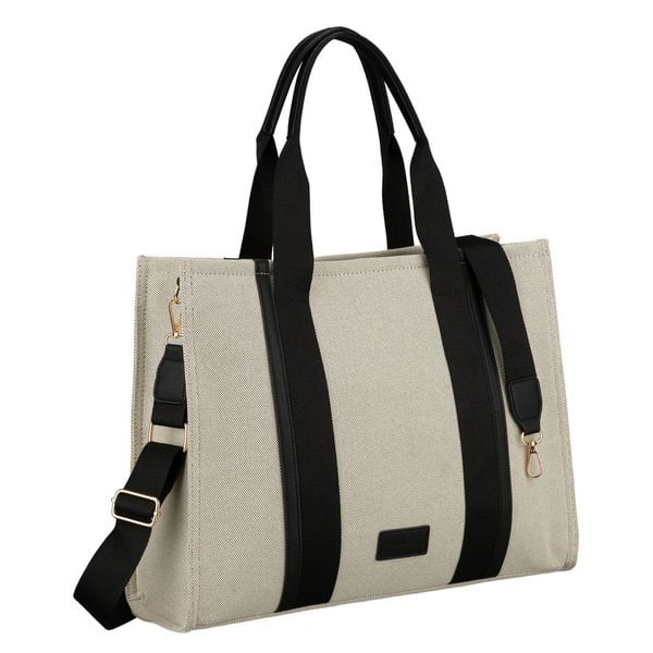 Duży shopper damski w beżowo-czarnym kolorze wykonany z włókna pomialidowego i skóry ekologicznej Rovicky R-CAN-04. Brązowe shopper bag damskie ROVICKY, bez wzorów, ze skóry ekologicznej, bez dodatków. Za 103.99 zł.