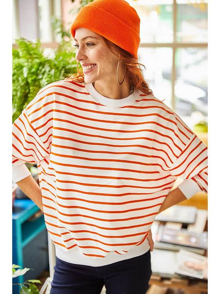 Olalook Bluza w kolorze biało-pomarańczowym rozmiar: M. Pomarańczowe bluzy bez kaptura damskie Olalook, m. Za 57.06 zł.
