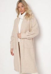 Jasnobeżowy Płaszcz Boucle Niezapinany Zopho. Brązowe płaszcze damskie Born2be, s, bez wzorów, z jeansu, eleganckie. Za 129.99 zł.