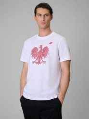 4F Koszulka kibica męska - biała XXL. Białe t-shirty sportowe męskie 4f, m, z bawełny, bez ramiączek. Za 79.99 zł.