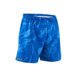 Spodenki surfing krótkie BBS 100 Aqua. Niebieskie szorty męskie OLAIAN, bez wzorów, z materiału, sportowe. W wyprzedaży za 19.99 zł.