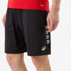 Spodenki do piłki ręcznej męskie Atorka H100. Czarne szorty męskie KIPSTA, z materiału, bez kołnierzyka. Za 39.99 zł.