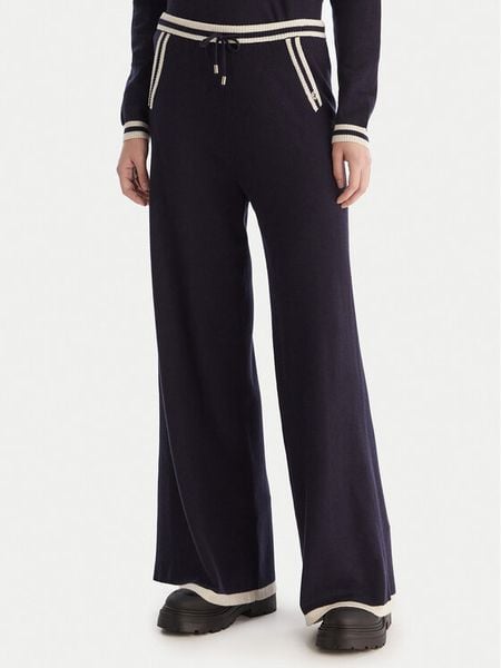 Gaudi Spodnie dzianinowe 521BD23001 Granatowy Wide Leg. Niebieskie spodnie materiałowe damskie GAUDI, bez wzorów, z dzianiny. Za 469.99 zł.
