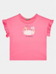 United Colors Of Benetton T-Shirt 3096G1093 Różowy Regular Fit. Czerwone koszulki dziewczęce United Colors Of Benetton, bez wzorów, z bawełny, bez ramiączek. Za 39.99 zł.