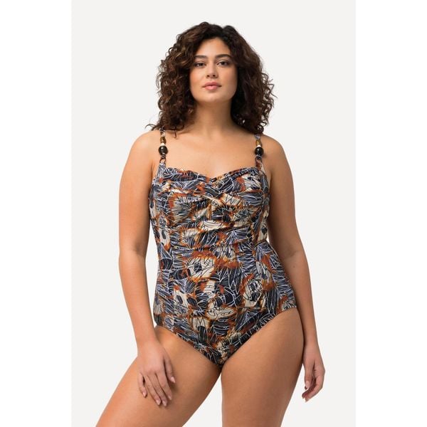 Damski Kostium kąpielowy drapowany miękkie miseczki koraliki. Czarne stroje jednoczęściowe damskie Ulla Popken, plus size, bez wzorów, plus size. W wyprzedaży za 237.99 zł.