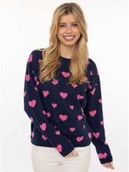 Zwillingsherz Sweter w kolorze granatowym rozmiar: S/M. Niebieskie swetry klasyczne damskie Zwillingsherz, m, z bawełny, bez kołnierzyka. Za 187.52 zł.