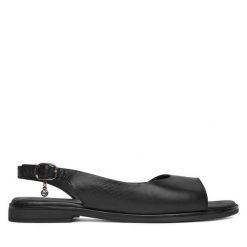 Sandały Lasocki. Czarne sandały damskie Lasocki, bez wzorów, bez obcasa, na płaskiej podeszwie. Za 159.99 zł.
