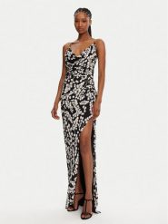 Balmain Sukienka wieczorowa DF0RN195JJ33 Czarny Regular Fit. Czarne sukienki damskie Balmain, bez wzorów, z wiskozy, wizytowe, bez kołnierzyka, bez ramiączek. Za 8,859.00 zł.