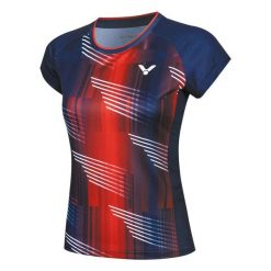 Koszulka damska Victor T-61001TD. Czerwone topy sportowe damskie VICTOR, m, bez wzorów, z materiału, bez ramiączek. Za 149.99 zł.
