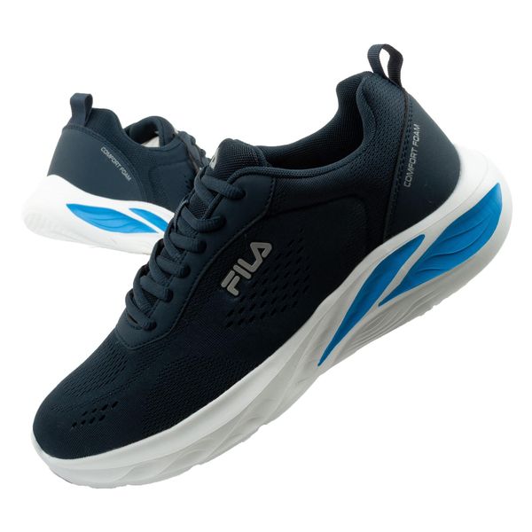 Buty sportowe męskie Fila Spectris. Niebieskie buty sportowe na co dzień męskie Fila, z materiału, bez zapięcia, trekkingowe. Za 219.00 zł.