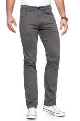 WRANGLER SPODNIE MĘSKIE ARIZONA GREY LAKE W12OEY27X. Szare spodnie materiałowe męskie Wrangler, bez wzorów, z materiału. Za 189.99 zł.