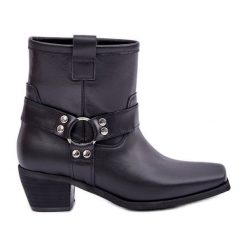 Botki Z Naturalnej Skóry Na Obcasie Zazoo 3444/2 Czarne. Czarne botki damskie ze skóry, eleganckie, bez obcasa, na obcasie, bez zapięcia. Za 683.46 zł.