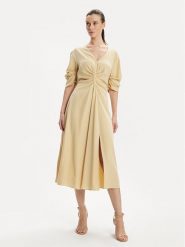 DKNY Sukienka codzienna D2A4BIAM Beżowy Regular Fit. Brązowe sukienki damskie DKNY, na co dzień, bez wzorów, z lyocellu, bez kołnierzyka, bez ramiączek, proste. Za 589.99 zł.