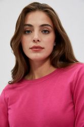 Bluza z dekoltem na plecach różowa. Czerwone bluzy bez kaptura damskie MOODO, m, z bawełny. W wyprzedaży za 49.99 zł.