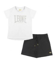 Koszulka z bawełna z sznurek regulacyjny na co dzień. Białe t-shirty damskie LEONE 1947 APPAREL, bez wzorów, z bawełny, bez kołnierzyka. Za 63.11 zł.