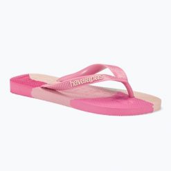 Japonki Havaianas Top Logomania Colors II. Czerwone klapki damskie Havaianas, bez wzorów, bez obcasa. Za 94.99 zł.