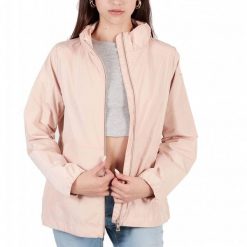 Kurtka GEOX W GENZIANA SHORT JKT Nago. Brązowe kurtki damskie Geox, bez wzorów, z tkaniny, bez kaptura. Za 454.99 zł.