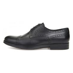 Geox półbuty męskie Hilstone 2fit, 40, czarne. Czarne półbuty męskie Geox, ze skóry, bez zapięcia. W wyprzedaży za 349.00 zł.