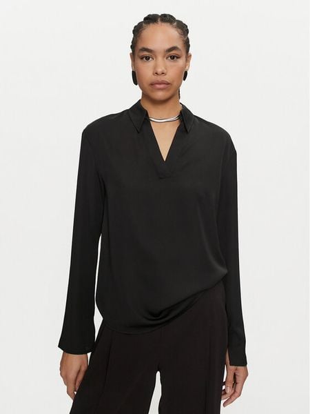 Calvin Klein Bluzka K20K208000 Czarny Regular Fit. Czarne bluzki damskie CALVIN KLEIN, bez wzorów, z syntetyku, bez ramiączek. Za 289.99 zł.