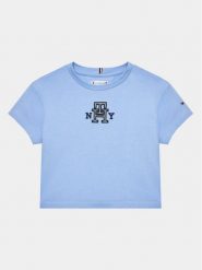 Tommy Hilfiger T-Shirt KG0KG07437 D Niebieski Regular Fit. Niebieskie koszulki dziewczęce Tommy Hilfiger, bez wzorów, z bawełny, bez ramiączek. Za 209.99 zł.