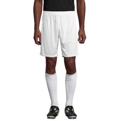 Podstawowe Spodenki San Siro 2 Dla Dorosłych Unisex. Białe szorty męskie SOL'S, bez wzorów, sportowe. Za 57.99 zł.