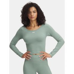 Damska koszulka treningowa z długim rękawem UA Vanish Seamless LS 1379150-348 L. Zielone bluzki sportowe damskie Under Armour, l, bez wzorów, bez ramiączek. Za 208.99 zł.
