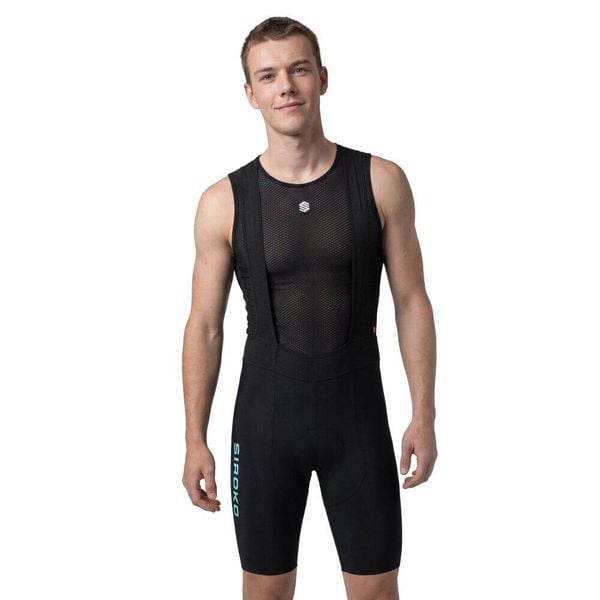 Męskie spodenki rowerowe z szelkami Siroko BX Neon Riders Black. Czarne szorty męskie SIROKO, bez wzorów, z materiału. Za 380.00 zł.