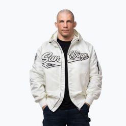 Kurtka męska Pitbull Aero Flight Hooded. Białe kurtki męskie PITBULL, l, bez wzorów, z materiału, bez kaptura. Za 389.99 zł.