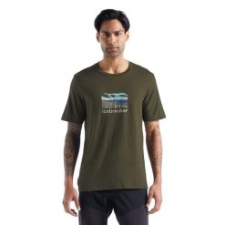 Koszulka turystyczna męska Icebreaker Tech Lite II SS T-Shirt. Zielone t-shirty męskie Icebreaker, l, bez wzorów, z wełny, bez kołnierzyka. Za 389.99 zł.
